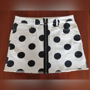 Polka Dot Mini Skirt - Black and White (295) US 30, 14" Length